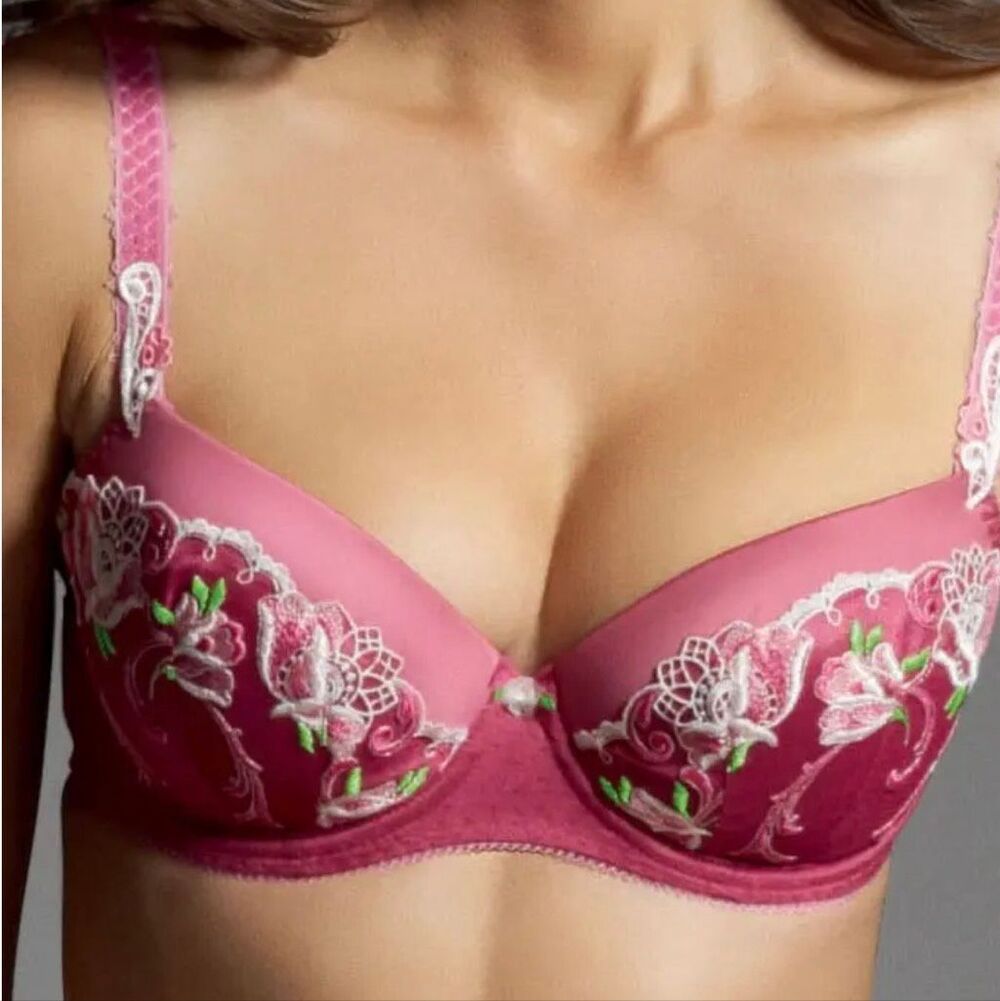 Fauve 30G Aurelia Underwired Padded Half Cup Bra Fuschia pink lace floral